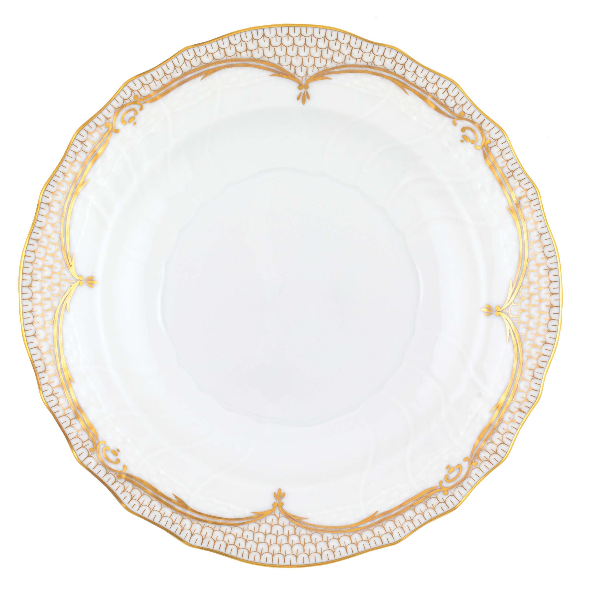 Hand-painted Herend Golden Elegance Salad Plate in fine porcelain, 7.5in D, on a white background
