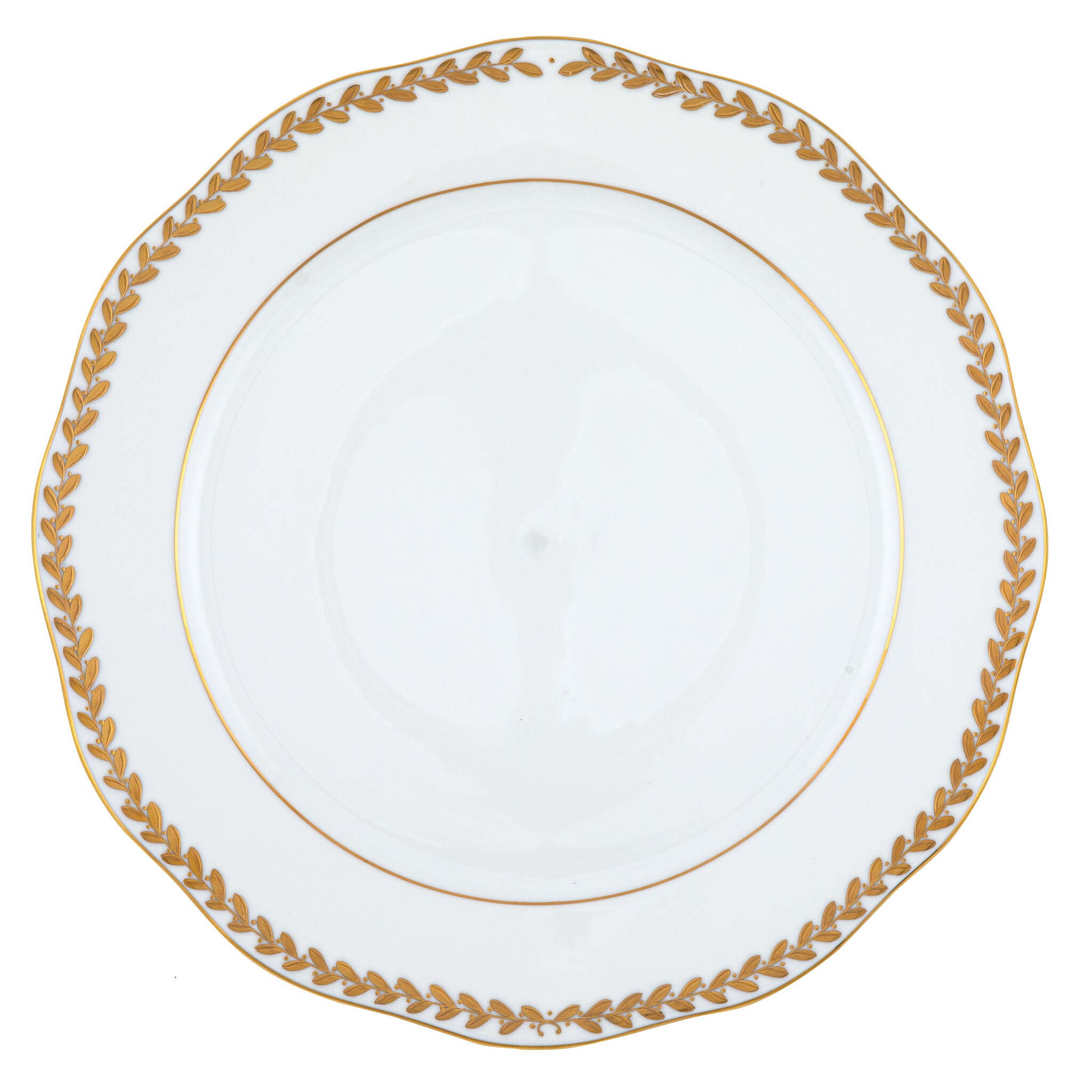 Hand-painted Herend Golden Laurel Charger Charger & Service Plate in fine porcelain, 12in D, on a white background