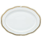 Hand-painted Herend Golden Laurel Oval Platter in fine porcelain, 15in L, on a white background