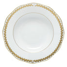 Hand-painted Herend Golden Laurel Rim Soup Plate Soup Plates & Rimmed Soup Bowl in fine porcelain, 8in D, on a white background