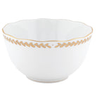 Hand-painted Herend Golden Laurel Round Open Vegetable Bowl in fine porcelain, 7.5in D, on a white background