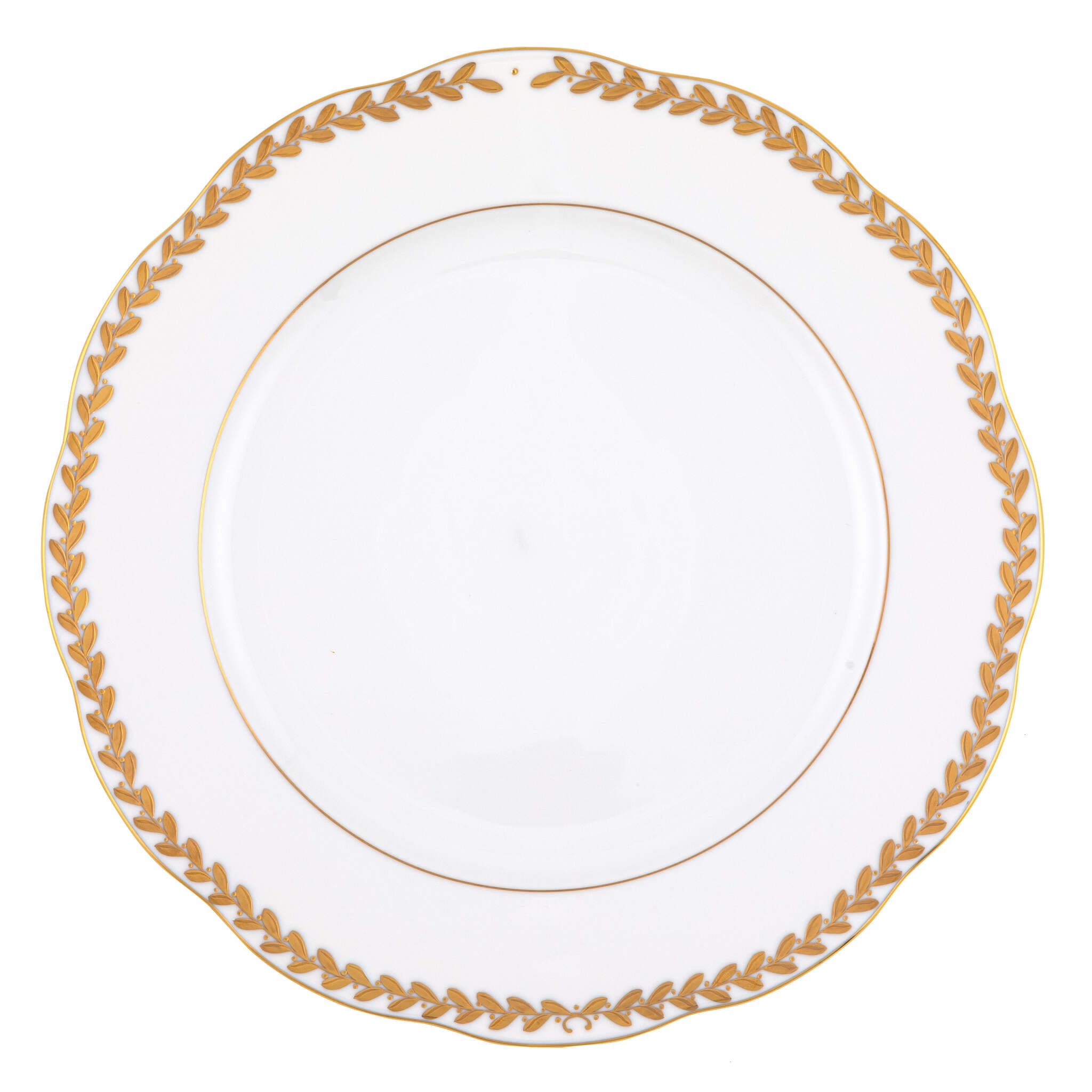 Hand-painted Herend Golden Laurel Service Plate in fine porcelain, 11in D, on a white background