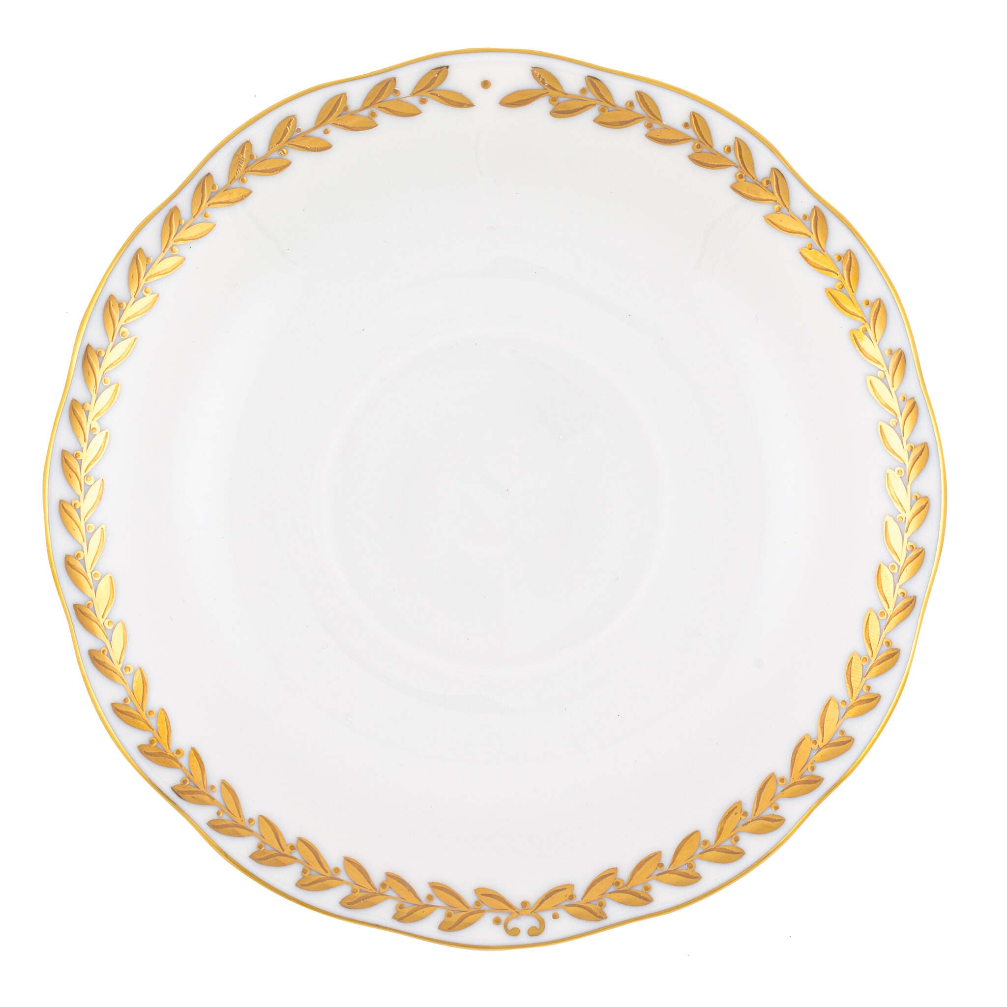 Hand-painted Herend Golden Laurel Tea Saucer Cup & Saucer Set in fine porcelain, 6in D, on a white background