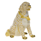 Hand-painted Herend Golden Retriever Figurine in fine porcelain, 4.5in H X 3.75in L, on a white background