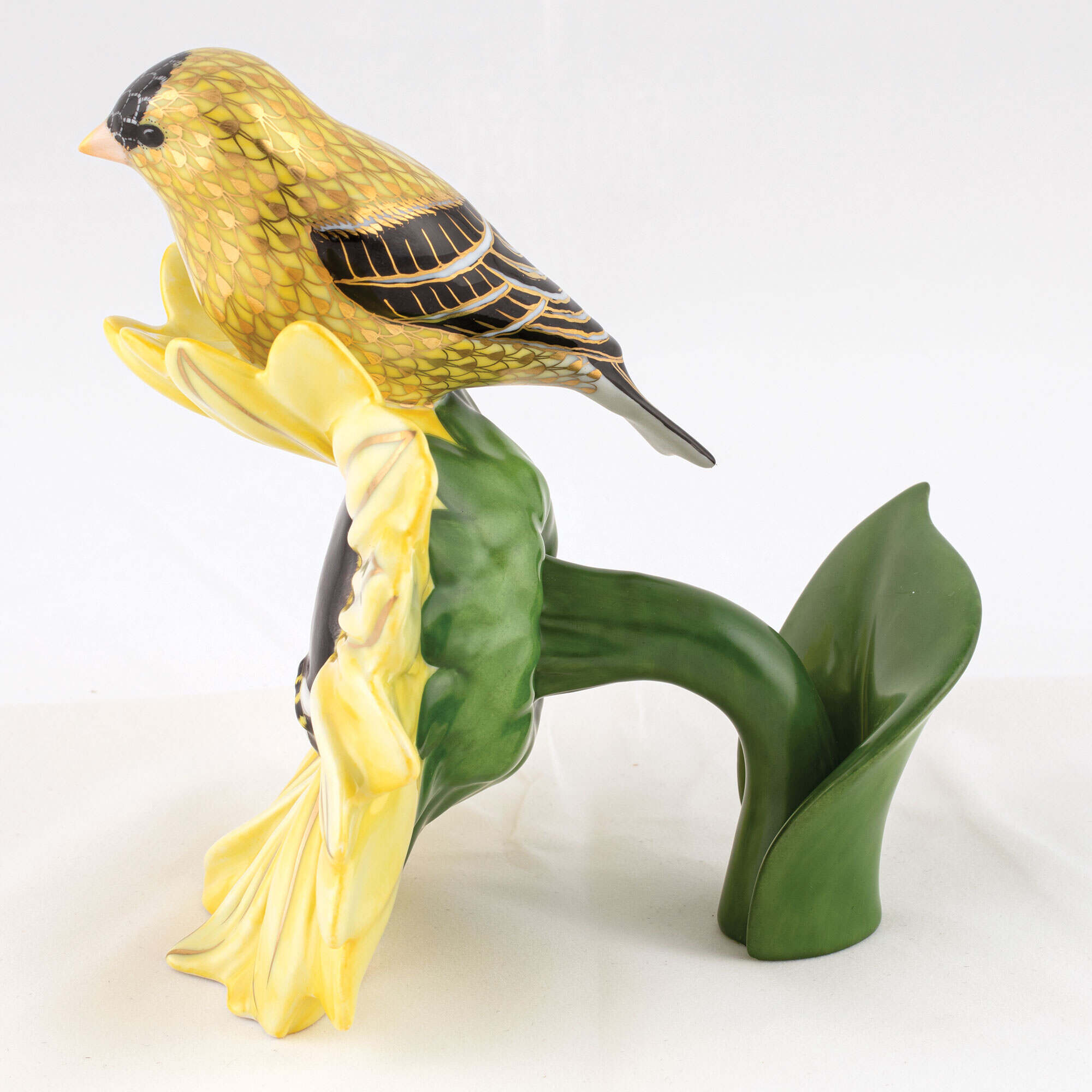 Herend Goldfinch on Sunflower Figurine — additional view