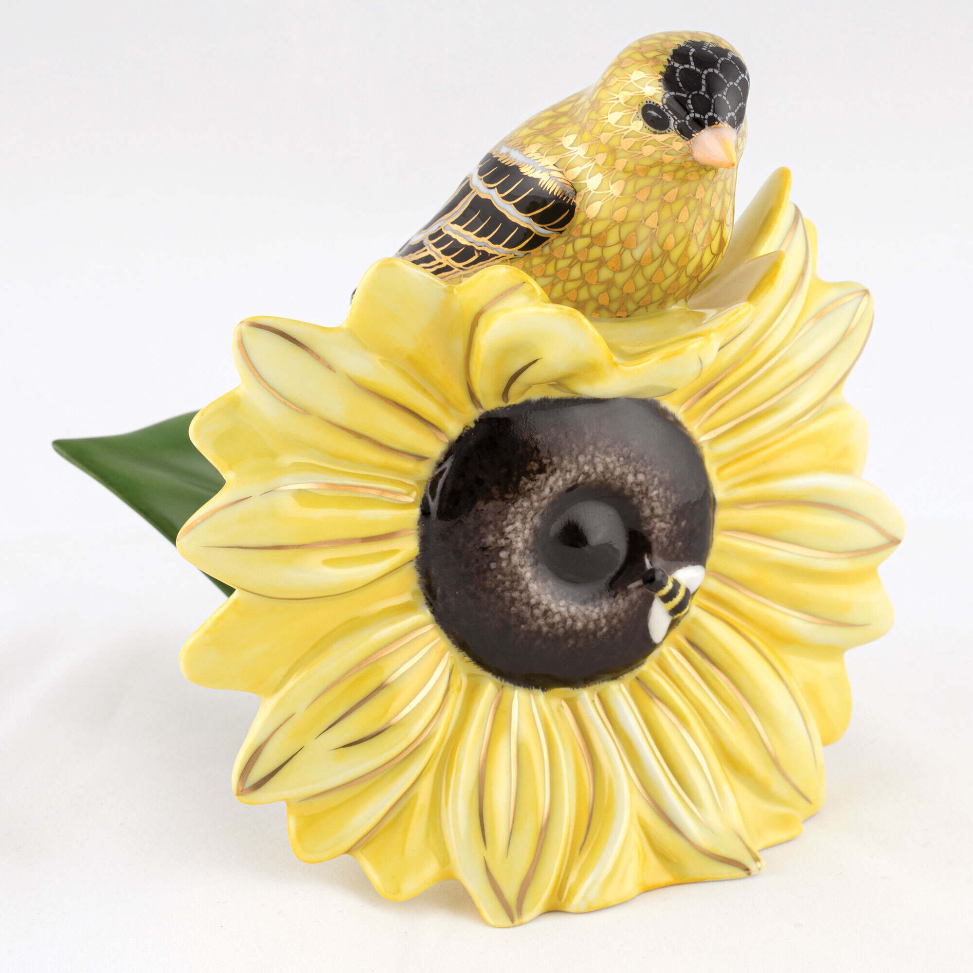 Herend Goldfinch on Sunflower Figurine — additional view