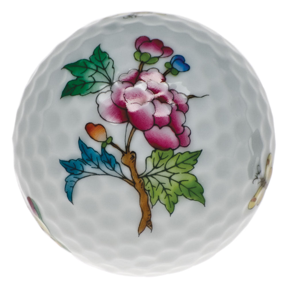 Hand-painted Herend Golf Ball Paperweight in fine porcelain, 1.75in D, on a white background