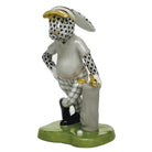 Golf Bunny Figurine in hand-painted Black porcelain by Herend of Hungary