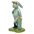 Golf Bunny Figurine in hand-painted Green porcelain by Herend of Hungary