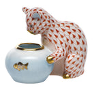 Gone Fishing Figurine in hand-painted Rust porcelain by Herend of Hungary