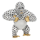 Hand-painted Herend Gorilla Figurine in fine porcelain, 2in L X 3.75in H, on a white background