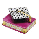 Herend Graduation Cap Figurine porcelain figurine painted in the Black-Pink fishnet pattern