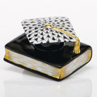 Herend Graduation Cap Figurine porcelain figurine painted in the Black fishnet pattern