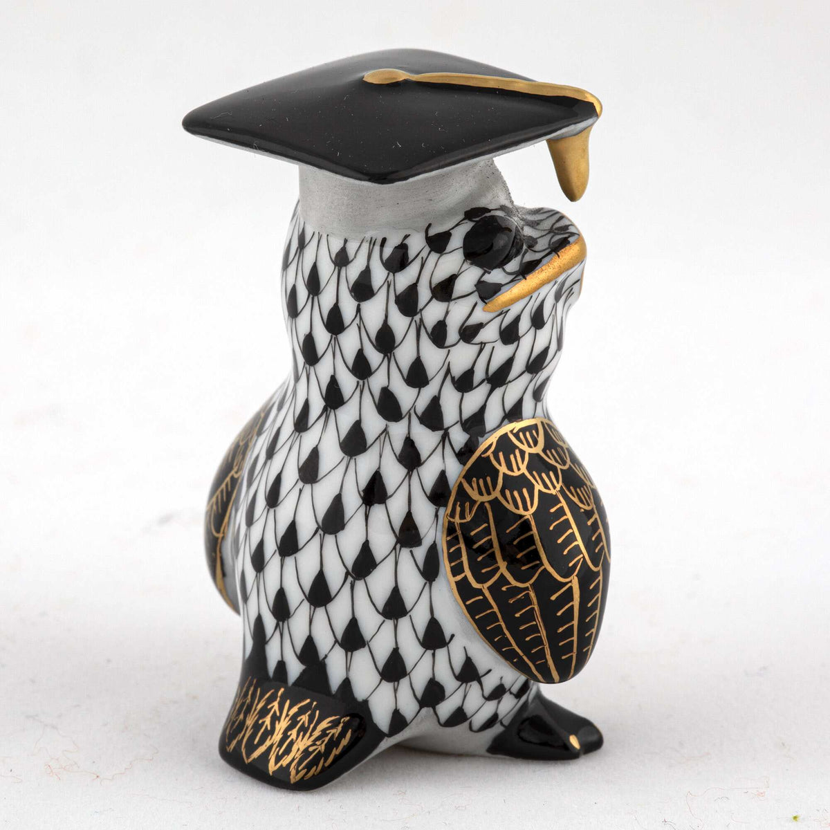Herend Graduation Owl Figurine – Black, alternate view