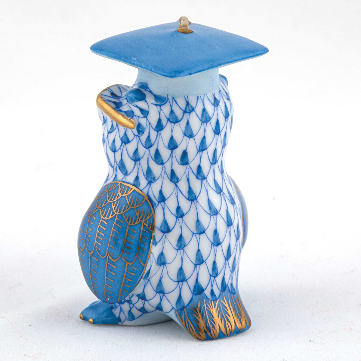 Herend Graduation Owl Figurine – Blue, alternate view