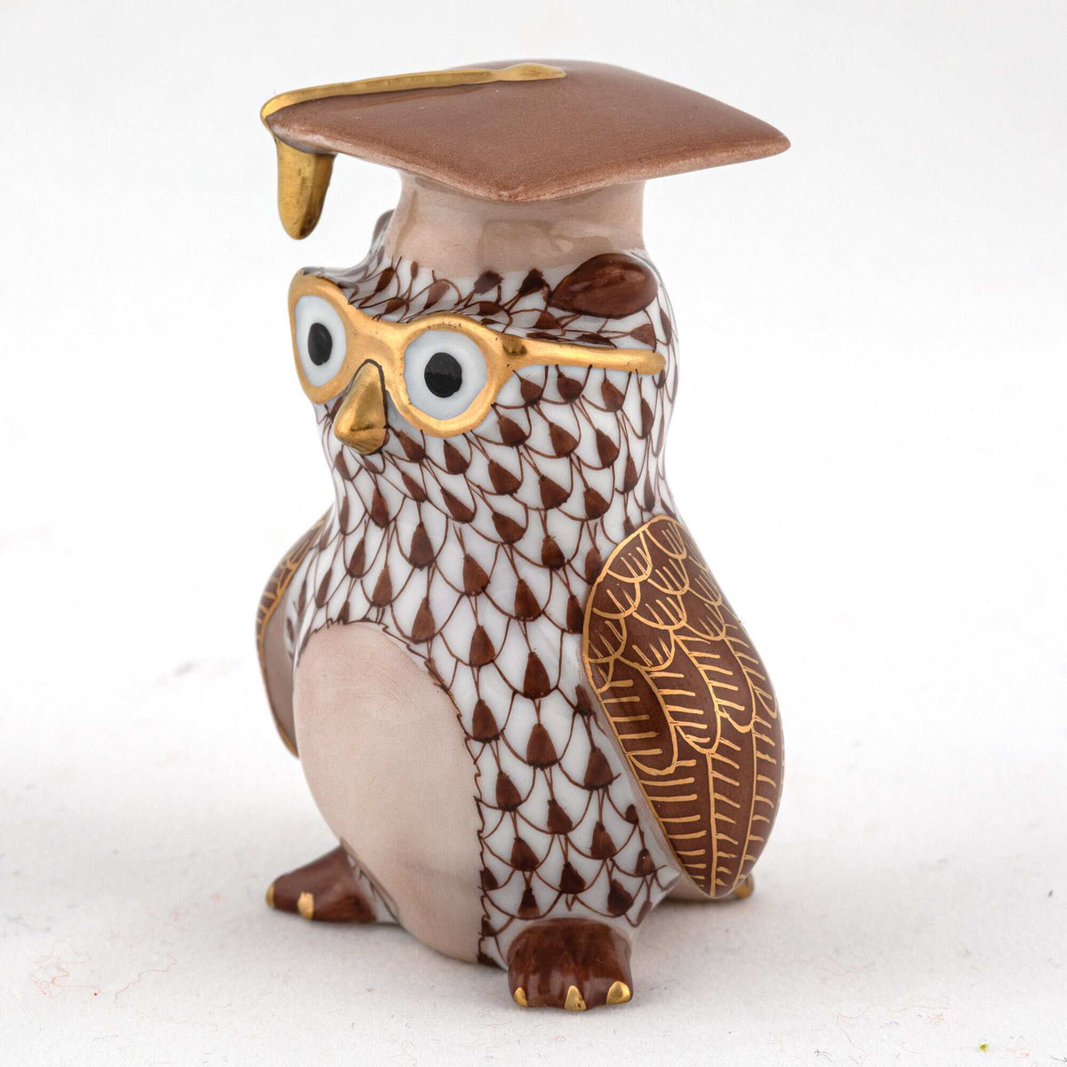 Herend Graduation Owl Figurine – Chocolate, alternate view