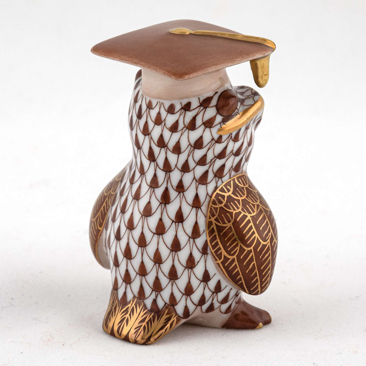 Herend Graduation Owl Figurine – Chocolate, alternate view