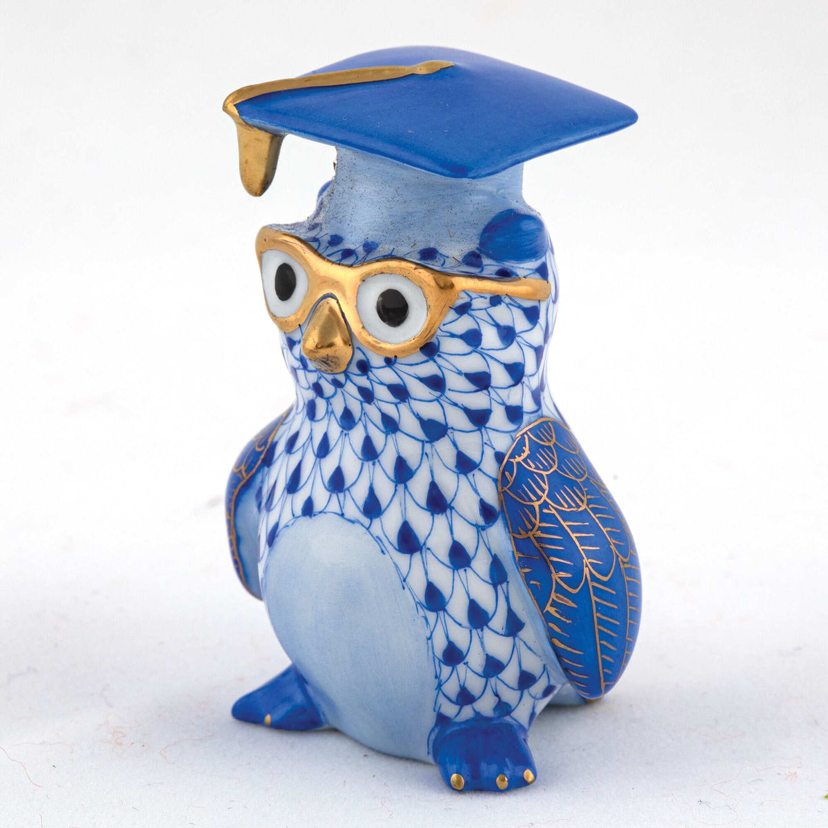 Herend Graduation Owl Figurine – Sapphire, alternate view