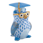 Graduation Owl Figurine in hand-painted Blue porcelain by Herend of Hungary