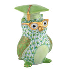Key Lime fishnet Graduation Owl Figurine figurine, hand-painted Herend porcelain with 24k gold accents
