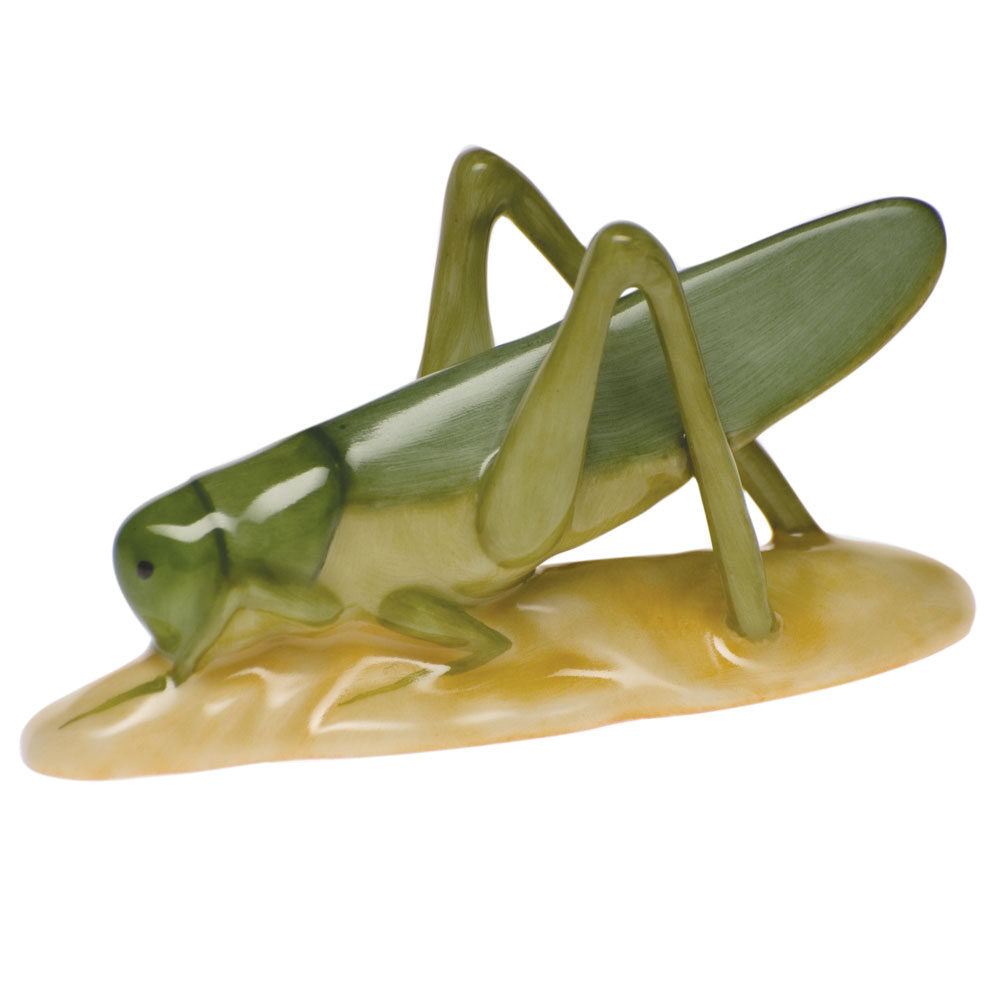 Natural fishnet Grasshopper Figurine figurine, hand-painted Herend porcelain with 24k gold accents