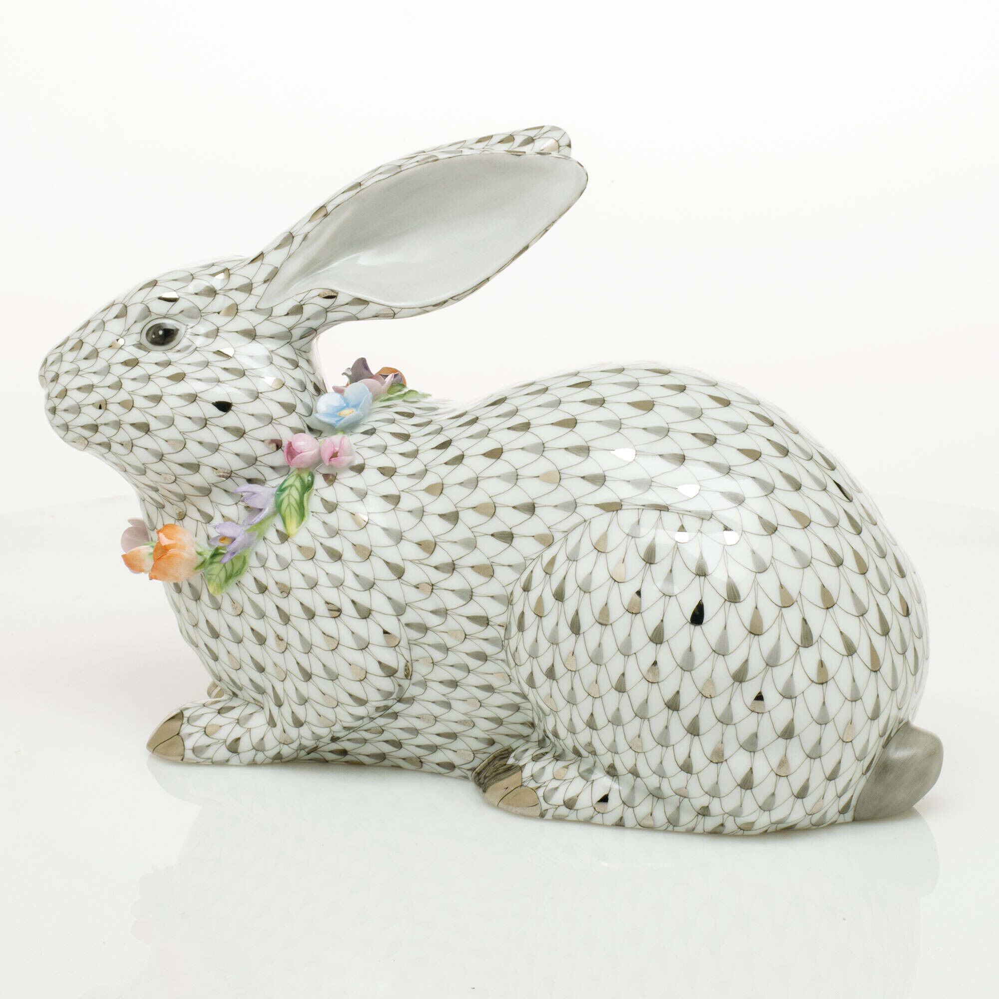 Herend Gray Bunny with Garland Figurine — additional view