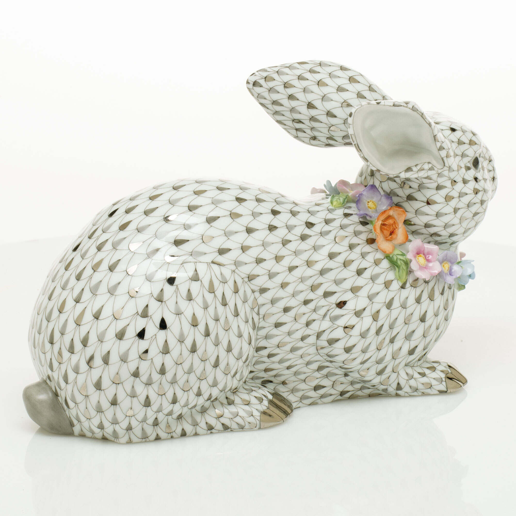 Herend Gray Bunny with Garland Figurine — additional view