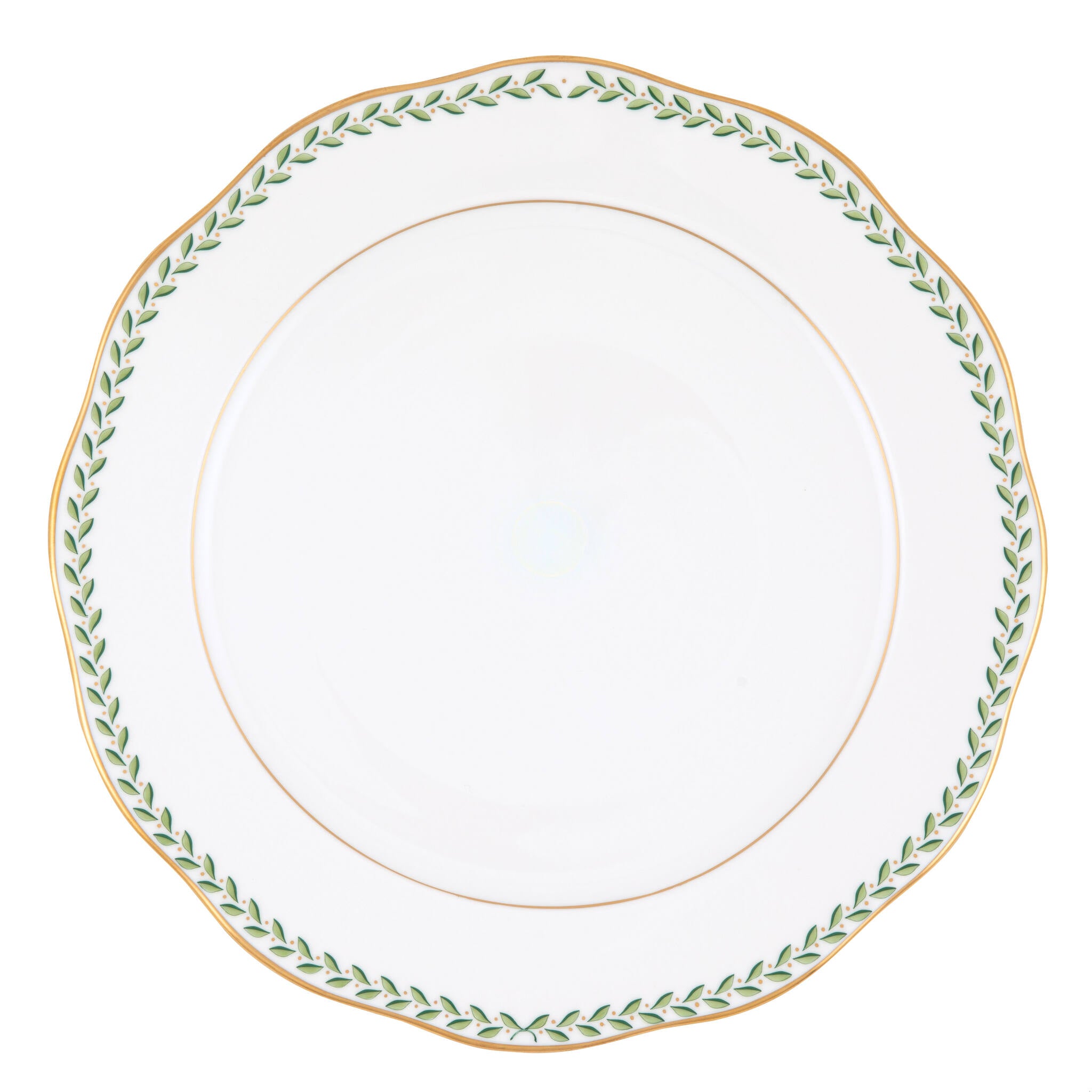 Hand-painted Herend Green Laurel Charger Charger & Service Plate in fine porcelain, 12in D, on a white background