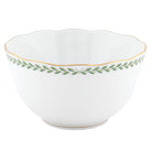 Hand-painted Herend Green Laurel Round Open Vegetable Bowl in fine porcelain, 7.5in D, on a white background