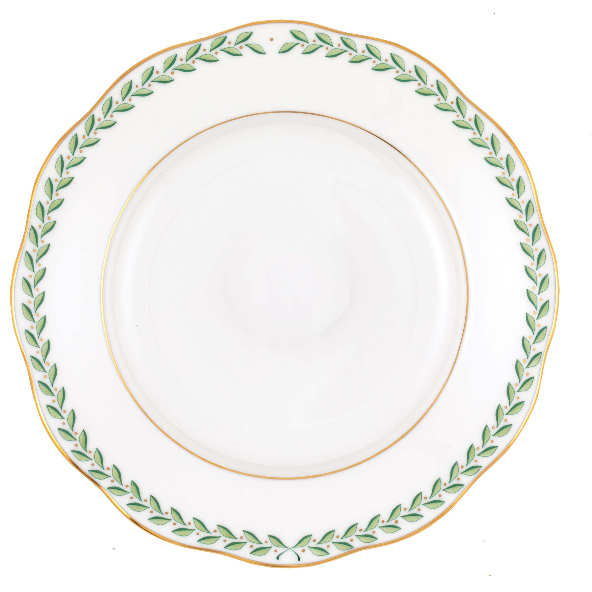 Hand-painted Herend Green Laurel Salad Plate in fine porcelain, 7.5in D, on a white background