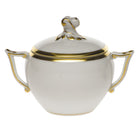 Hand-painted Herend Gwendolyn Covered Sugar with Twist Sugar Bowl in fine porcelain, 5in H, on a white background