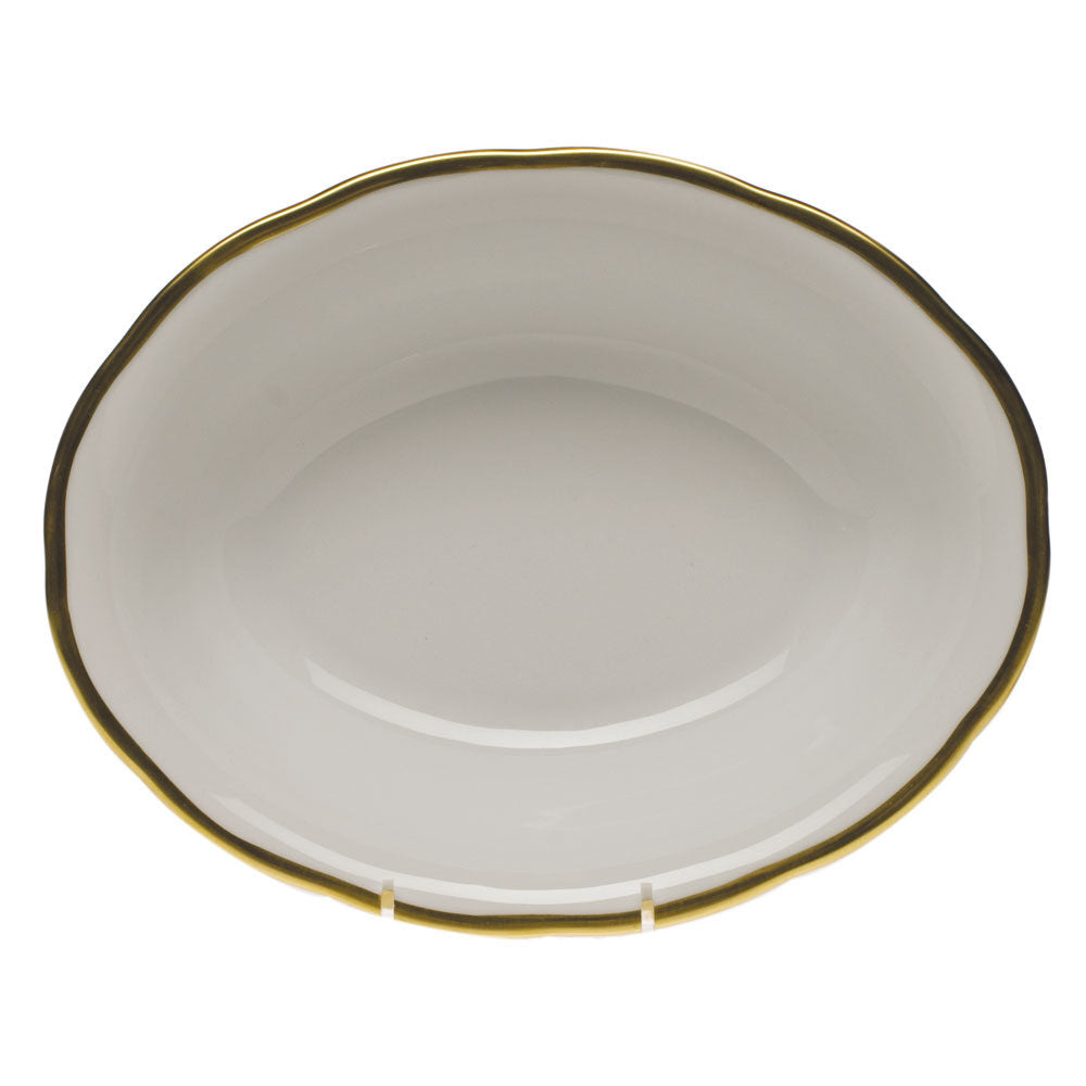 Hand-painted Herend Gwendolyn Oval Vegetable Dish Serving Bowl in fine porcelain, 10in L X 8in W, on a white background