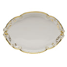 Hand-painted Herend Gwendolyn Ribbon Tray in fine porcelain, 15.75in L X 11in W, on a white background