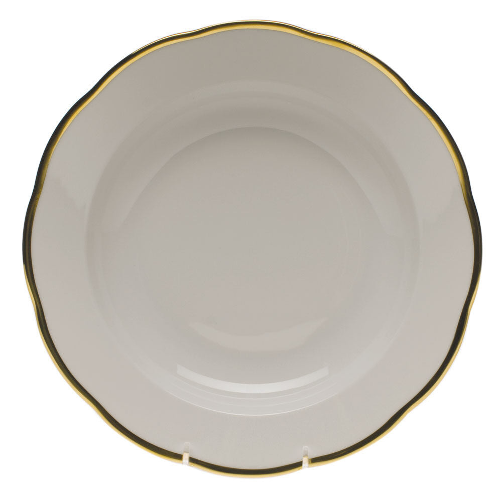 Hand-painted Herend Gwendolyn Rim Soup Soup Plates & Rimmed Soup Bowl in fine porcelain, 9.75in D, on a white background