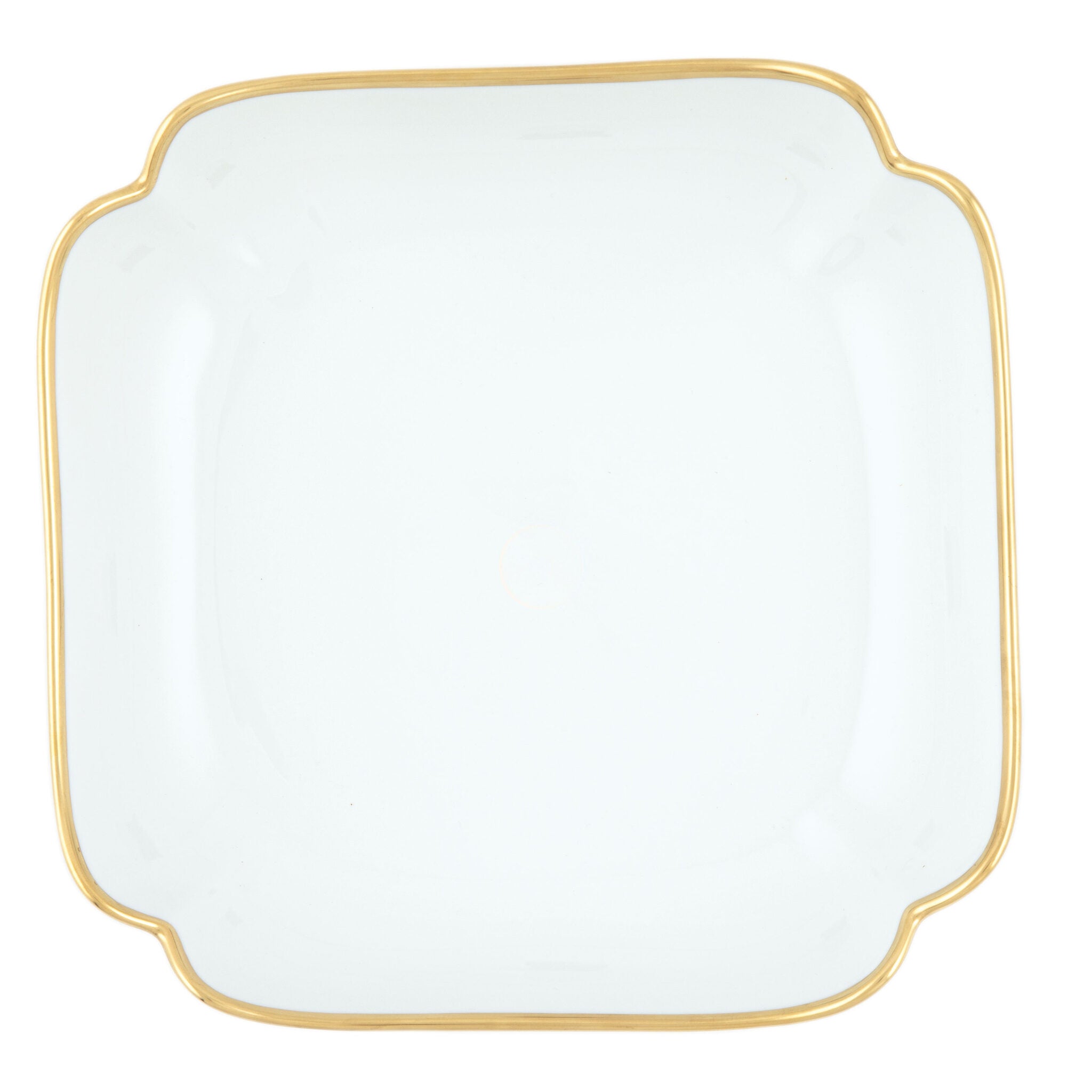Hand-painted Herend Gwendolyn Square Fruit Dish in fine porcelain, 11in SQ, on a white background