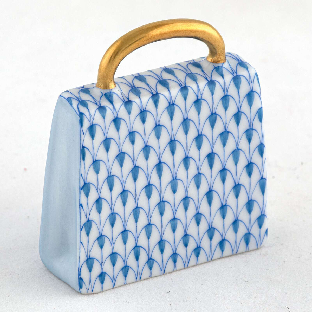 Herend Handbag Figurine – Blue, alternate view