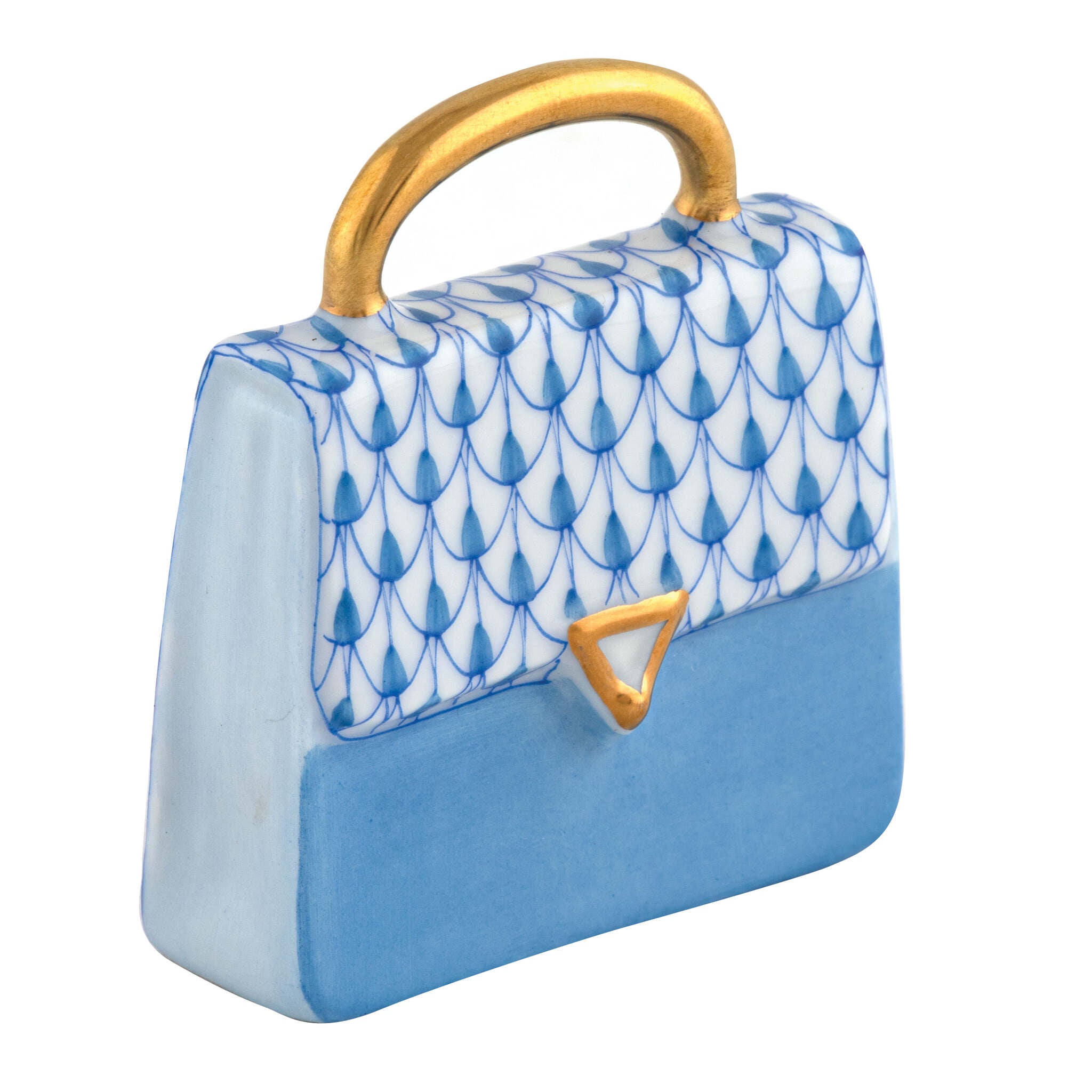 Handbag Figurine in hand-painted Blue porcelain by Herend of Hungary