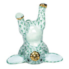 Handstand Bunny Figurine in hand-painted Green porcelain by Herend of Hungary