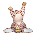Rust fishnet Handstand Bunny Figurine figurine, hand-painted Herend porcelain with 24k gold accents