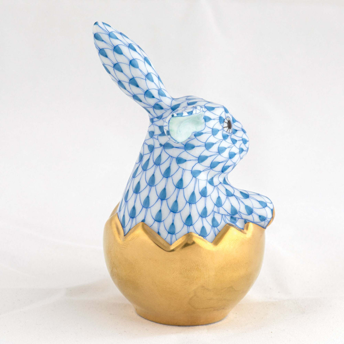 Herend Hatching Bunny Figurine – Blue, alternate view