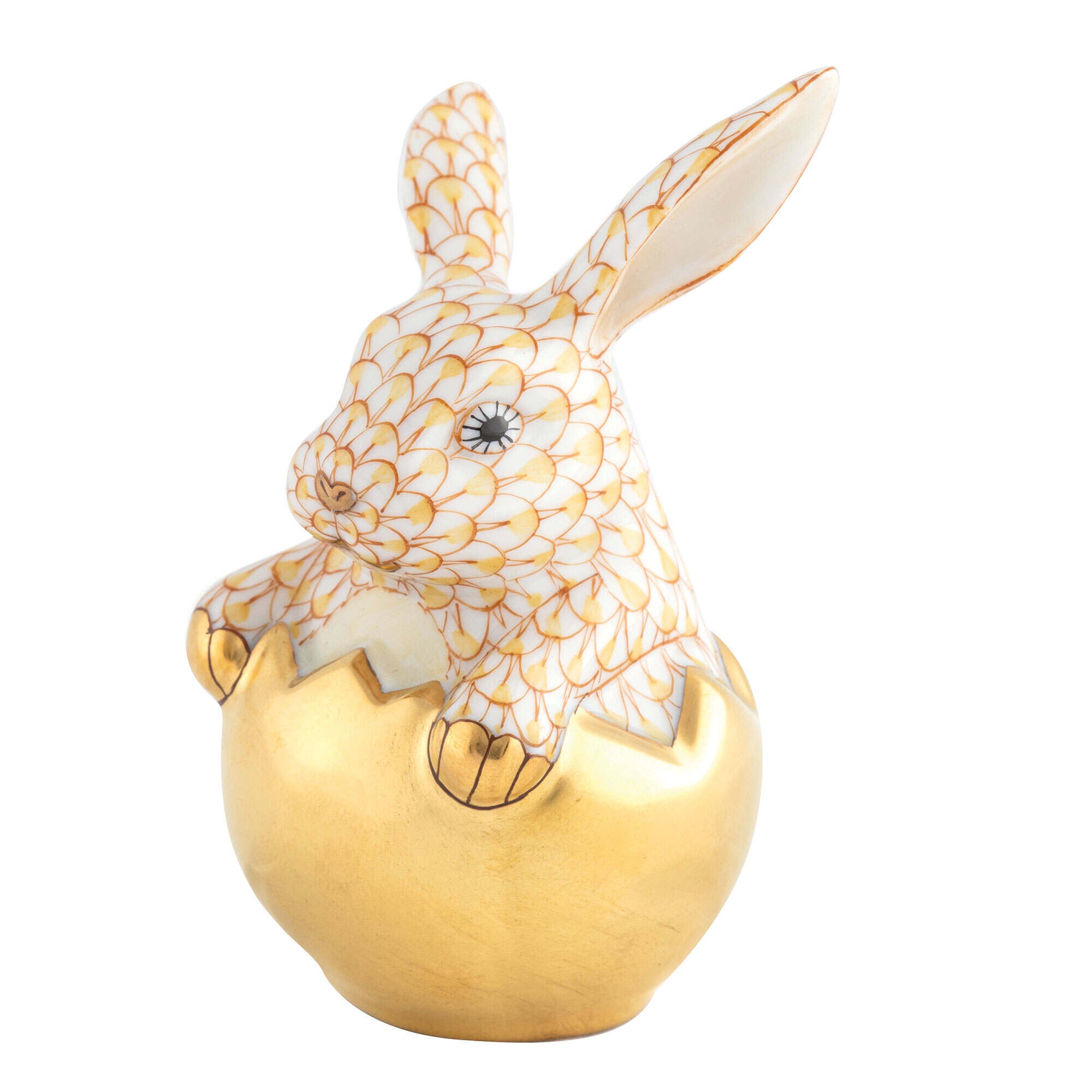 Hatching Bunny Figurine in hand-painted Butterscotch porcelain by Herend of Hungary