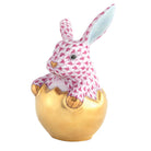 Raspberry fishnet Hatching Bunny Figurine figurine, hand-painted Herend porcelain with 24k gold accents
