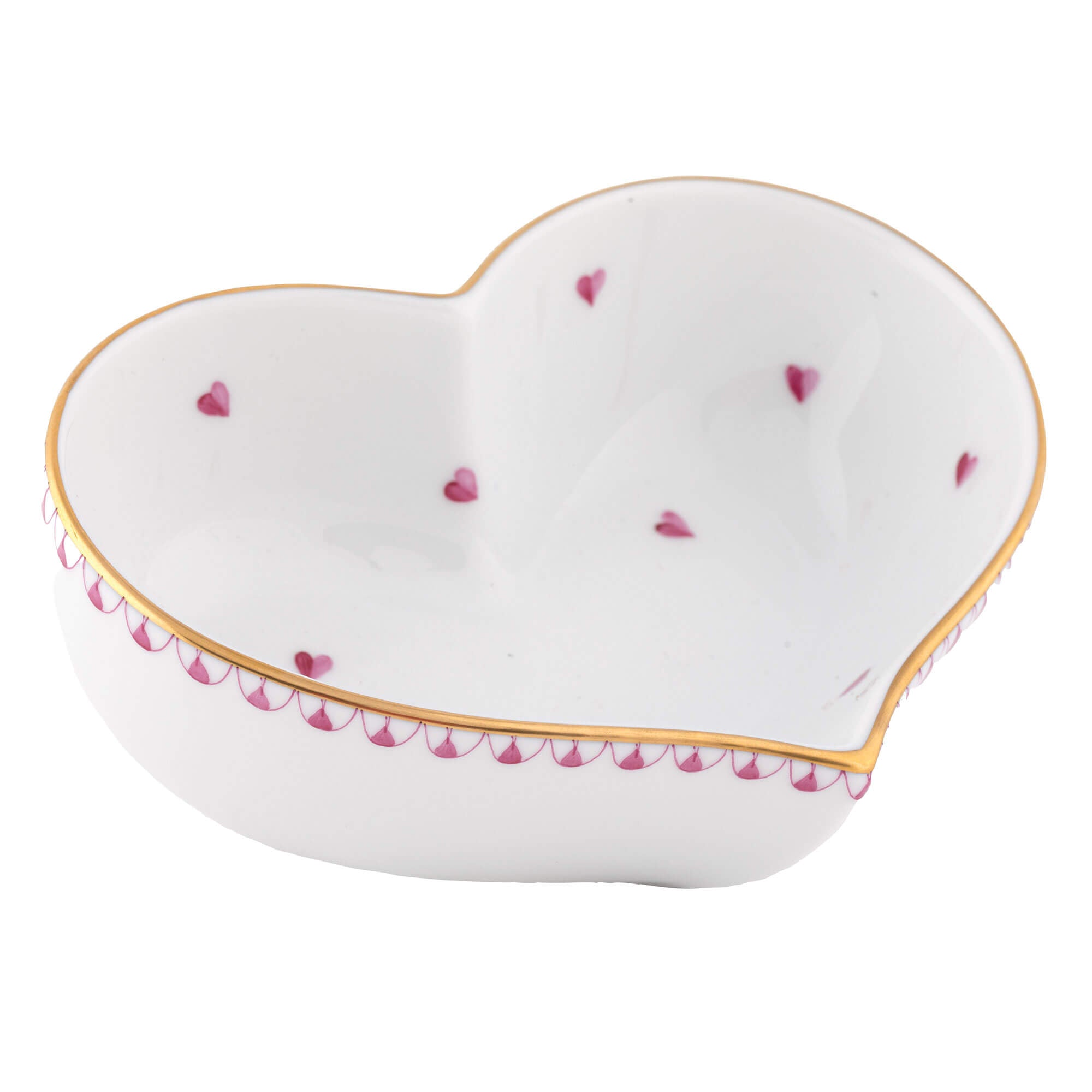 Herend Heart Bowl in Raspberry - Hand-painted Hungarian porcelain by Herend. Paris Tableware.