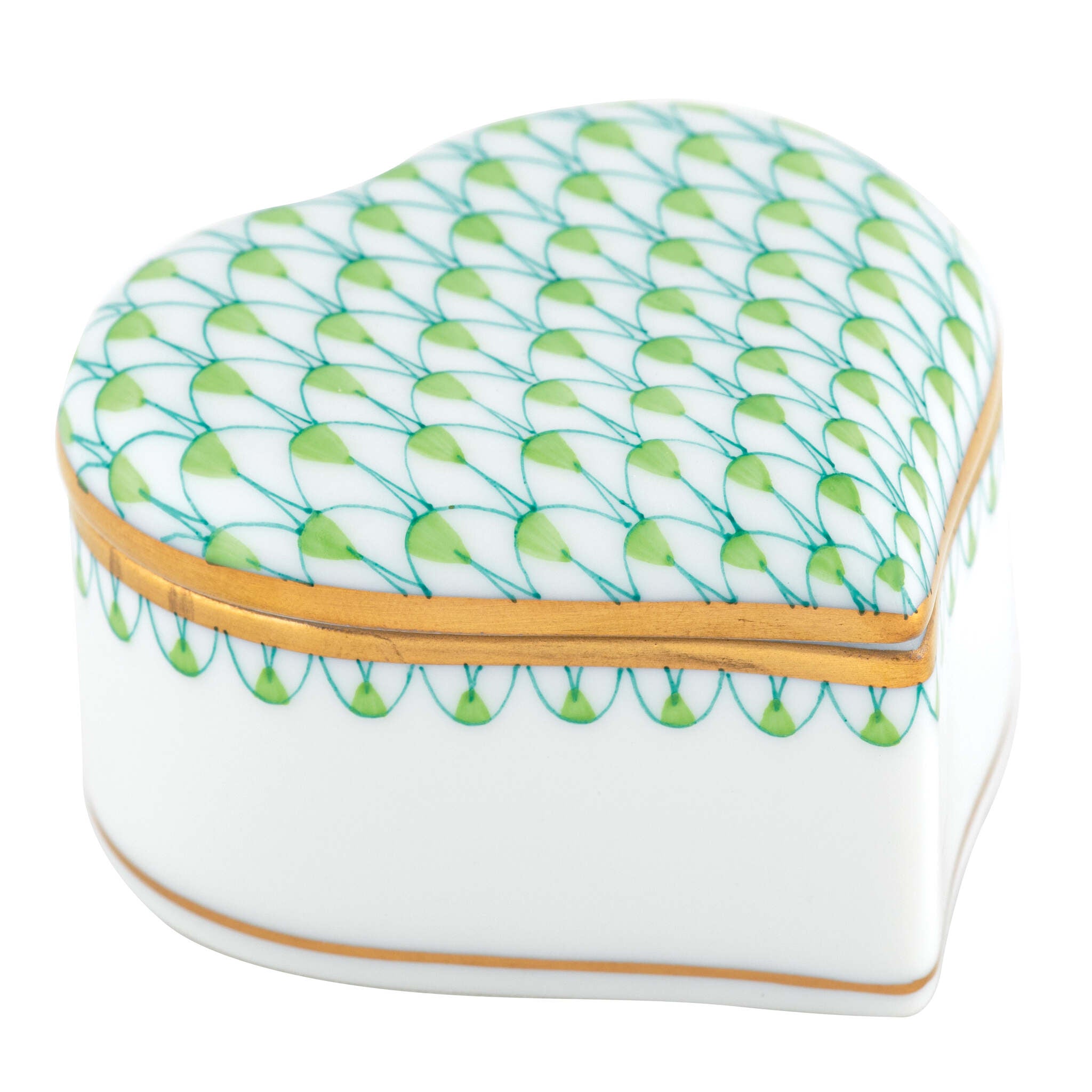 Heart Box in hand-painted Key Lime porcelain by Herend of Hungary