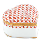 Herend Heart Box porcelain figurine painted in the Rust fishnet pattern