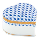 Herend Heart Box porcelain figurine painted in the Sapphire fishnet pattern