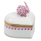 Heart Box with Bunny in hand-painted Raspberry porcelain by Herend of Hungary
