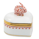 Heart Box with Bunny in hand-painted Rust porcelain by Herend of Hungary