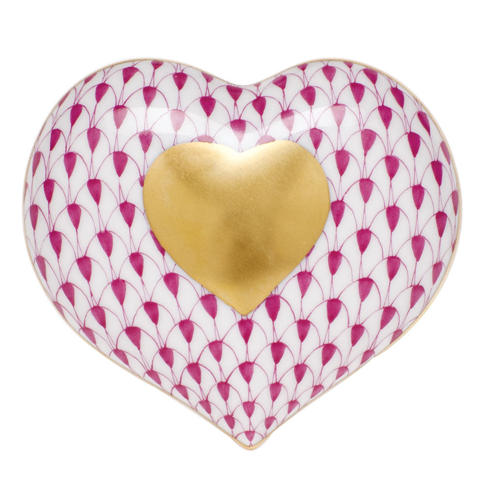 Heart of Gold Figurine in hand-painted Raspberry porcelain by Herend of Hungary