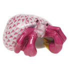 Hand-painted Herend Hermit Crab Figurine in Raspberry fishnet porcelain on a white background